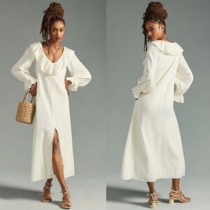 Anthropologie Porridge cream maxi dress with  ruffles, small